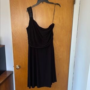 Elegant Black One-Shoulder Dress Plus Size 16
